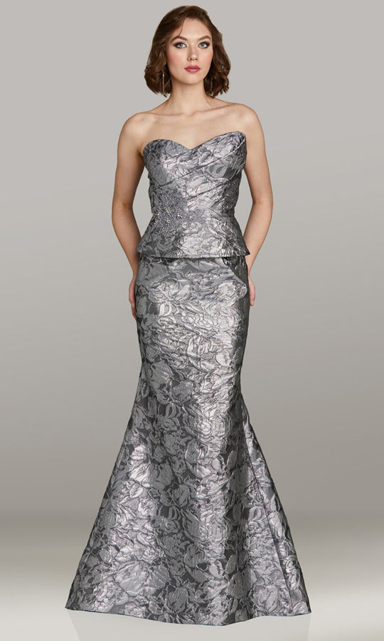 Gia Franco 12453 - Peplum Waist Sweetheart Textured Gown