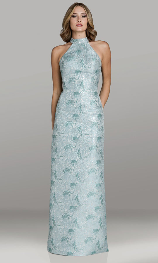 Gia Franco 12530 - Textured High Halter Evening Gown