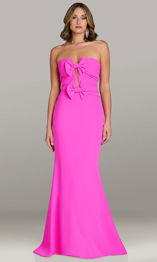 Gia Franco 12541 - Sculptural Bow Plunging Neck Evening Dress