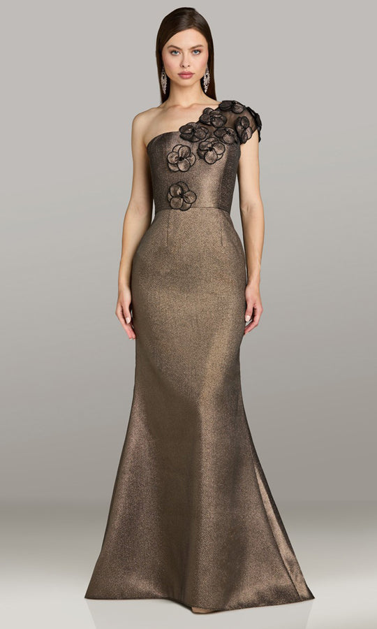 Gia Franco 12550 - Floral Detail One Shoulder Cap Sleeve Dress