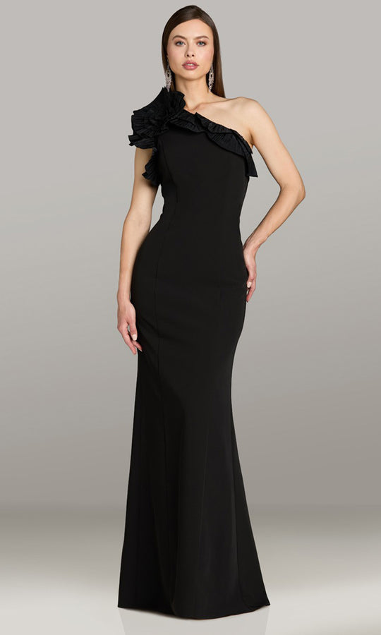 Gia Franco 12563 - One Shoulder Ruffle Trim Evening Gown