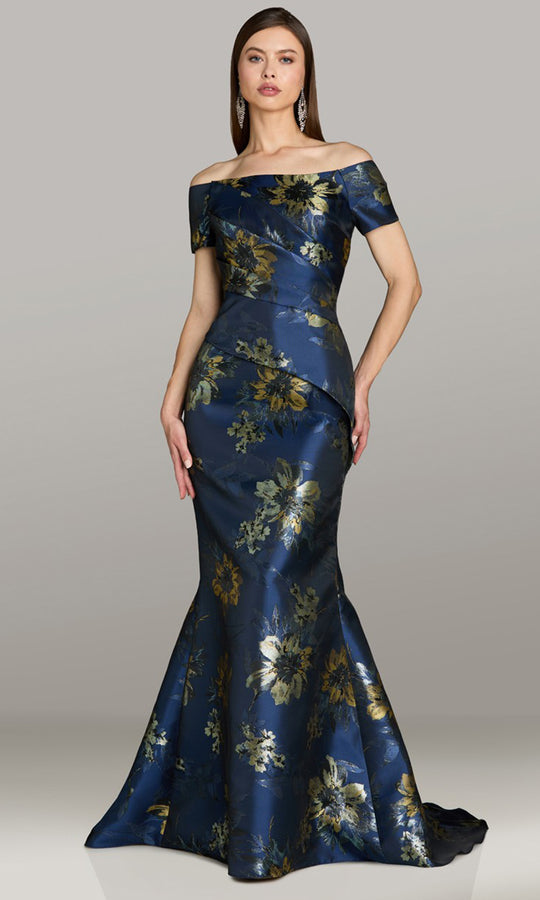 Gia Franco 12573 - Floral Print Short Sleeve Evening Dress