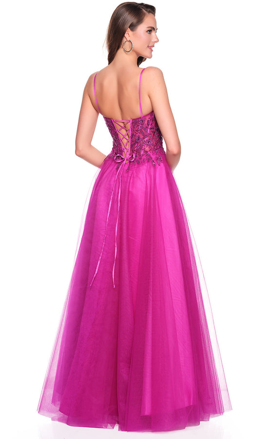 Dave & Johnny 12582 - Sweetheart Tulle Gown with Beaded Top