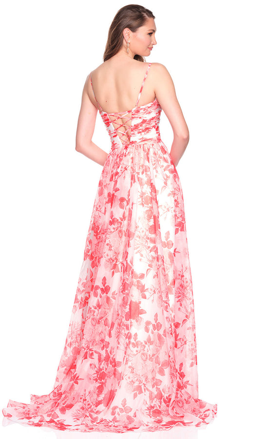 Dave & Johnny 12693 - Cutout Front A-Line Gown with Floral Print