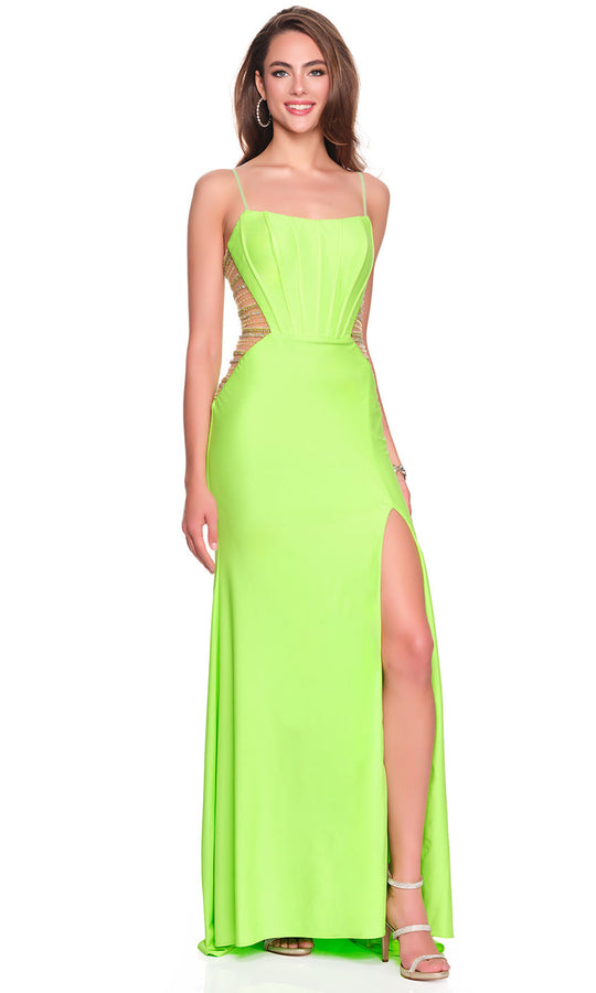 Dave & Johnny 12710 - Beaded Illusion Panel Scoop Prom Gown