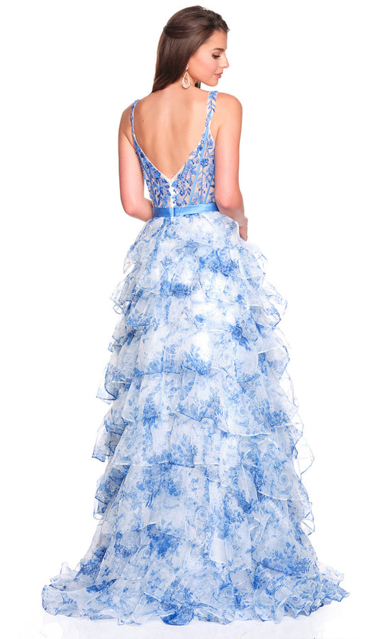 Dave & Johnny 12765 - Floral Ruffled Corset Ballgown