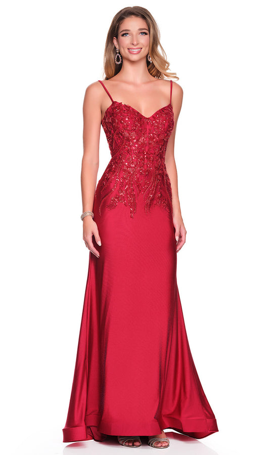 Dave & Johnny 12881 - Intricate Beaded Sweetheart Jersey Dress