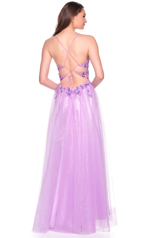 Dave & Johnny 12883 - Beaded Embroidered Shimmer Tulle Gown