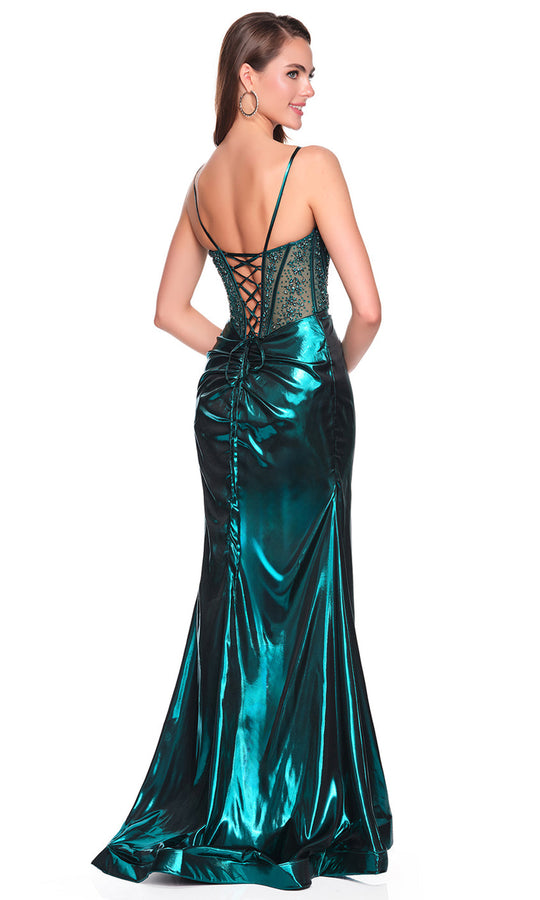 Dave & Johnny 12886 - Beaded Top Metallic Sweetheart Dress