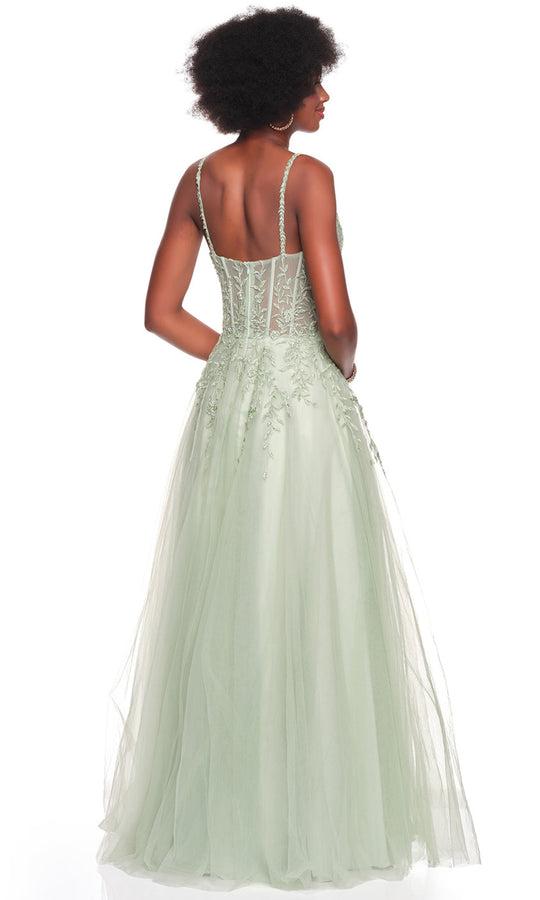 Dave & Johnny 12907 - Spaghetti Strap Layered Gown with Embroidery