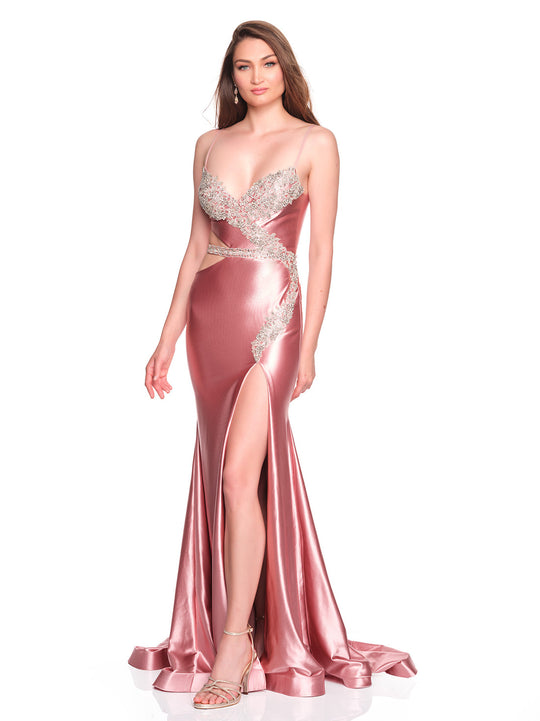 Dave & Johnny 12911 - Beaded V-Neck Cutout Long Dress