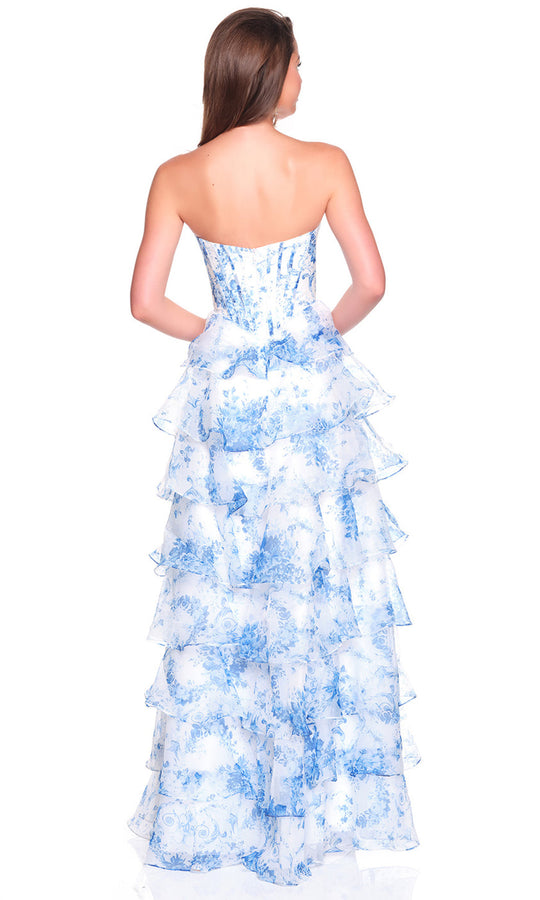 Dave & Johnny 12936 - Strapless Ruffled Tiered Long Dress