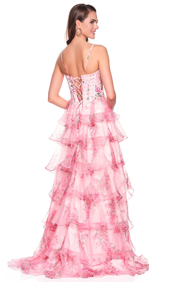 Dave & Johnny 12941 - Tiered A-Line Printed Floral Dress