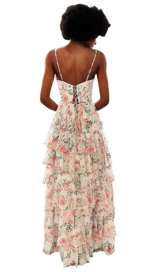 Dave & Johnny 12948 - Floral Tiered Sweetheart Long Dress