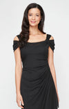 Alex Evenings Long Mesh Cold Shoulder Dress Women's Dress Black : 12