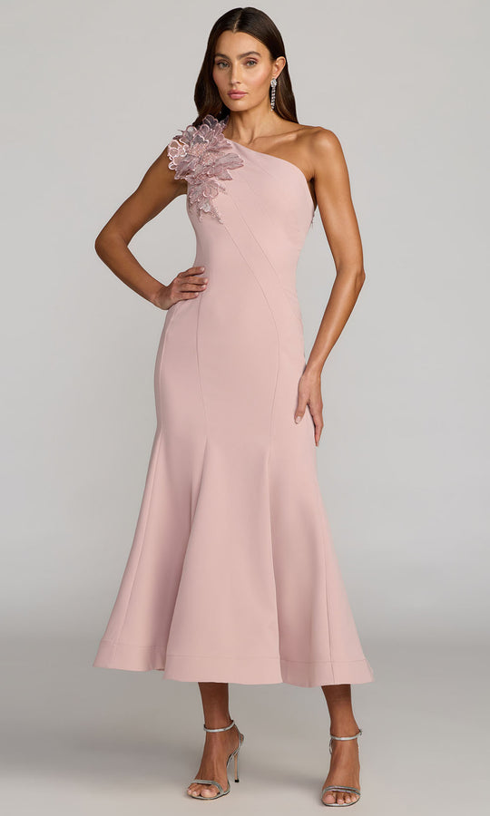 Mac Duggal 13222 - Floral Shoulder Applique Trumpet Midi Dress