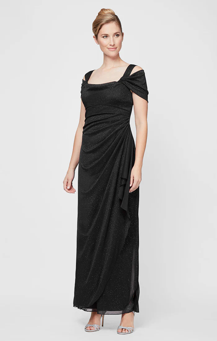 Alex Evenings Women's Long Cold Shoulder Dress, 8