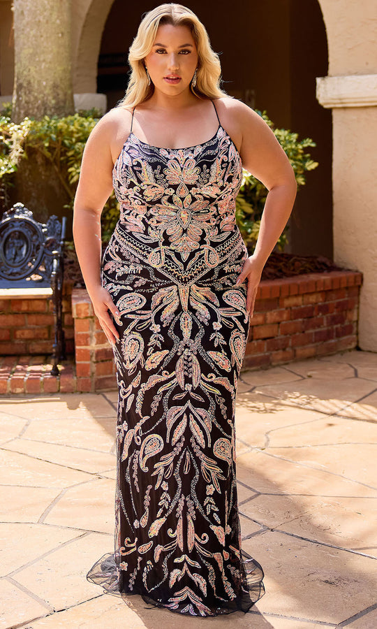 Primavera Couture 14102 - Paisley Beaded Scoop Neck Prom Dress