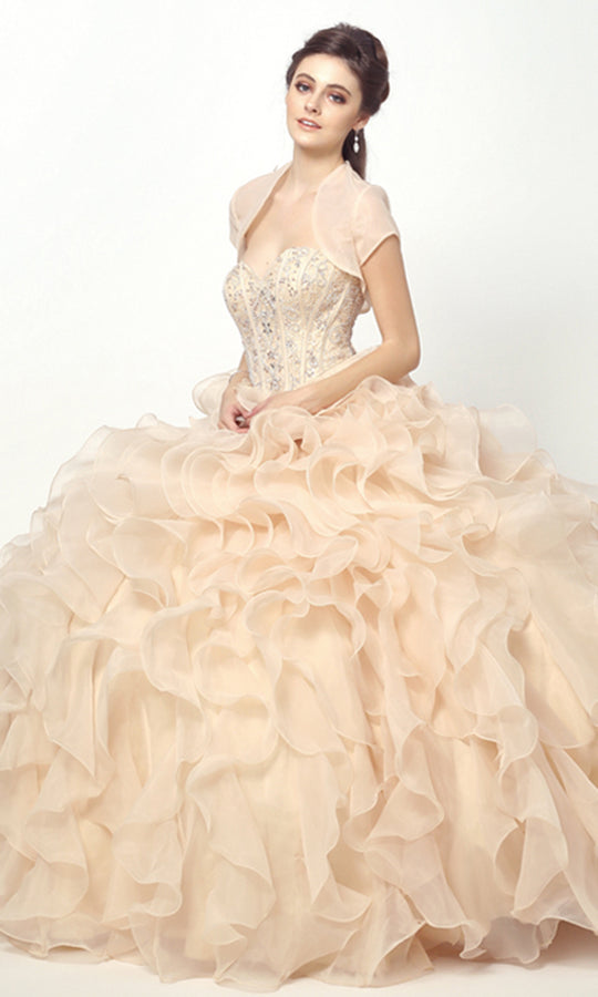 Juliet Dresses 1418 - Beaded Sweetheart Ruffle Ballgown