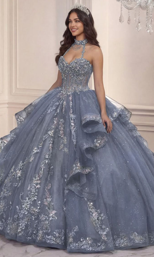 Ladivine 15741 - Embellished Choker Sweetheart Quinceanera Gown