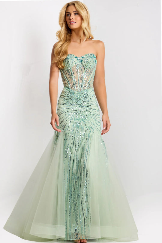 Jovani 42217 - Beaded Trumpet Prom Dress