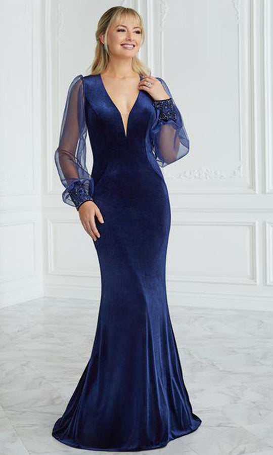 Christina Wu Elegance 17086 - Sheer Bishop Sleeve Evening Gown