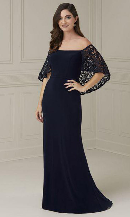 Christina Wu Elegance 17113 - Lace Cape Sheath Evening Dress
