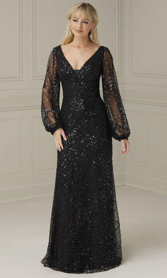 Christina Wu Elegance 17114 - Bishop Sleeve Sequin Evening Dress