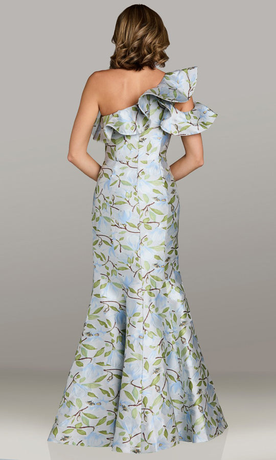 Feriani Couture 18517 - Floral Print Cold Shoulder Sleeve Gown