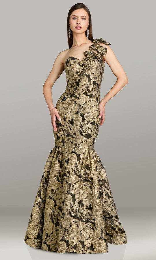 Feriani Couture 18552 - One Shoulder Mermaid Gown with Floral Detail
