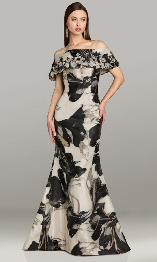Feriani Couture 18561 - Floral Applique Trumpet Evening Gown