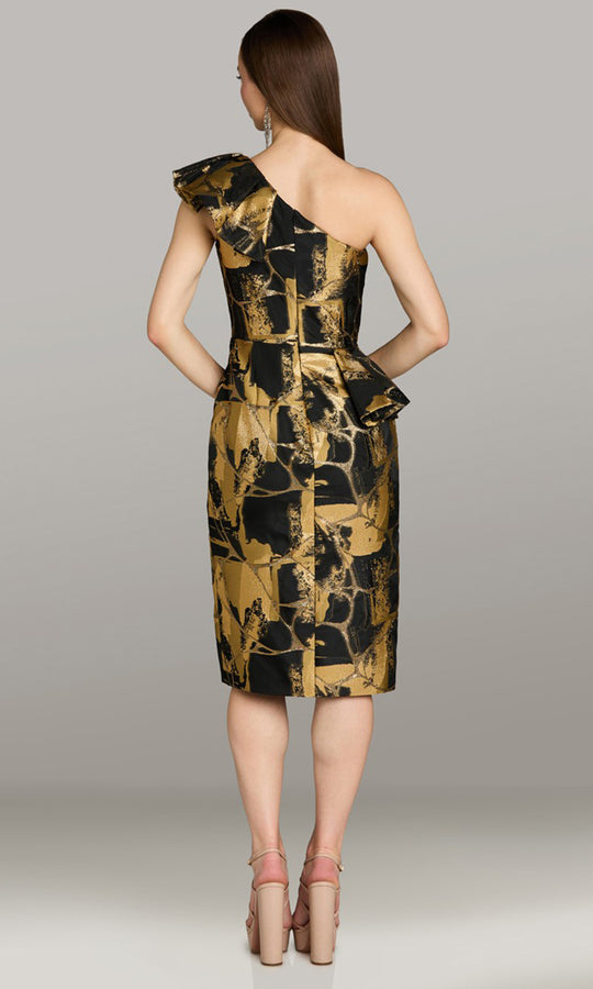 Feriani Couture 18576 - Ruffle Accent One Shoulder Cap Sleeve Dress