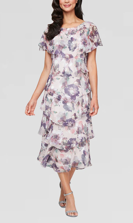 S.L. Fashions Dresses (SLNY) 9472101 - Capelet Allover Floral Dress