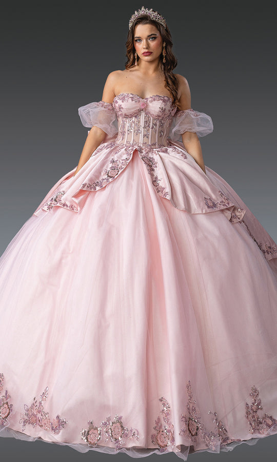 Dancing Queen 1963 - Strapless Floral Embellished Princess Ballgown