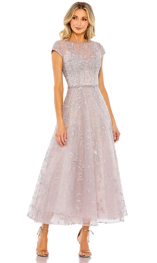 Mac Duggal 20338 - Beaded Illusion Bodice Cap Sleeve Dress