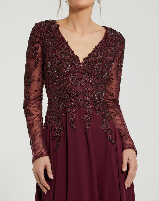 Mac Duggal 20388 - Embroidered Long Sleeve Formal Dress