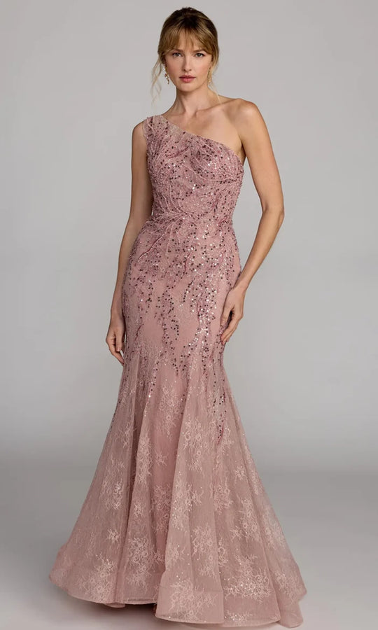 Mac Duggal 20482 - One Shoulder Beaded Lace Evening Gown