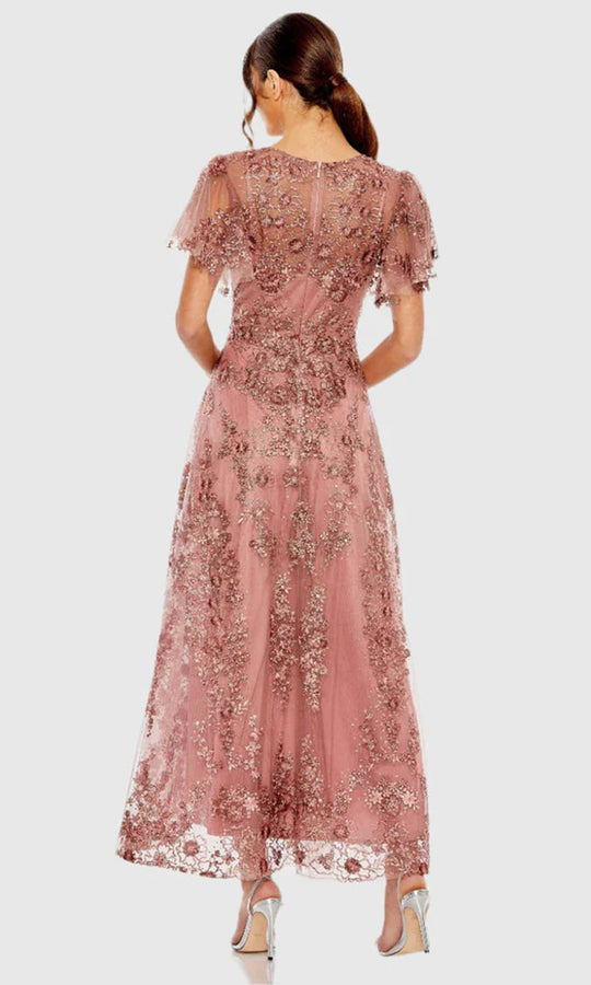 Mac Duggal 20486 - Embroidered Flutter Sleeve A-line Dress