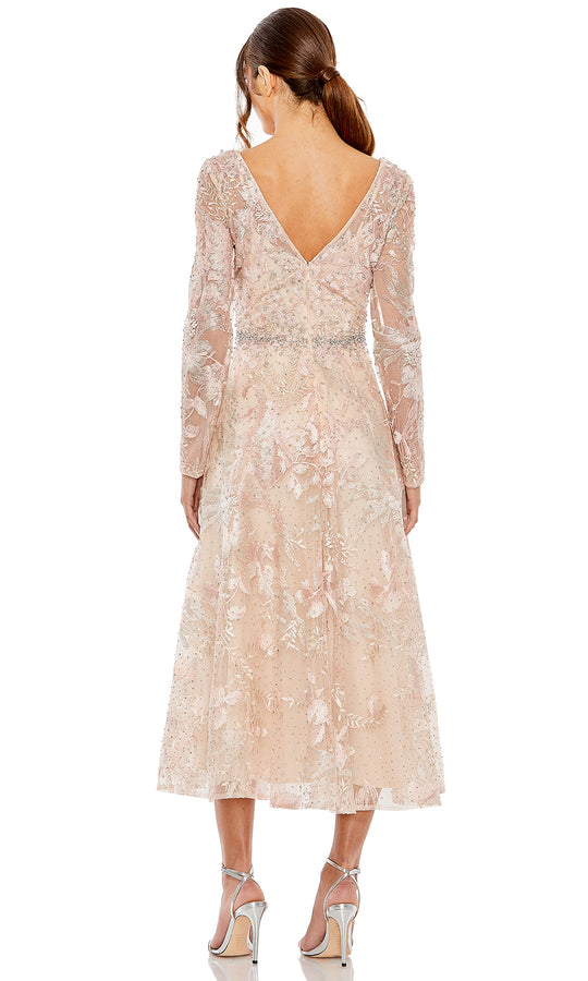 Mac Duggal 20489 - Embroidered Illusion Long Sleeve A-Line Dress