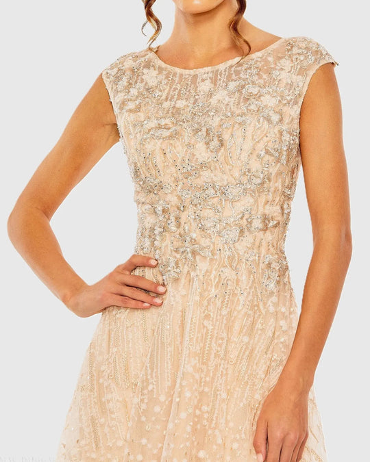 Mac Duggal 20501 - Embroidered Lace Cap Sleeve Evening Gown
