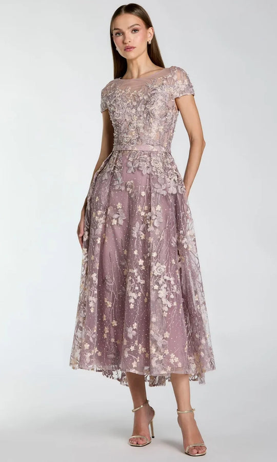 Mac Duggal 20502 - Floral Applique Illusion Bateau Evening Dress