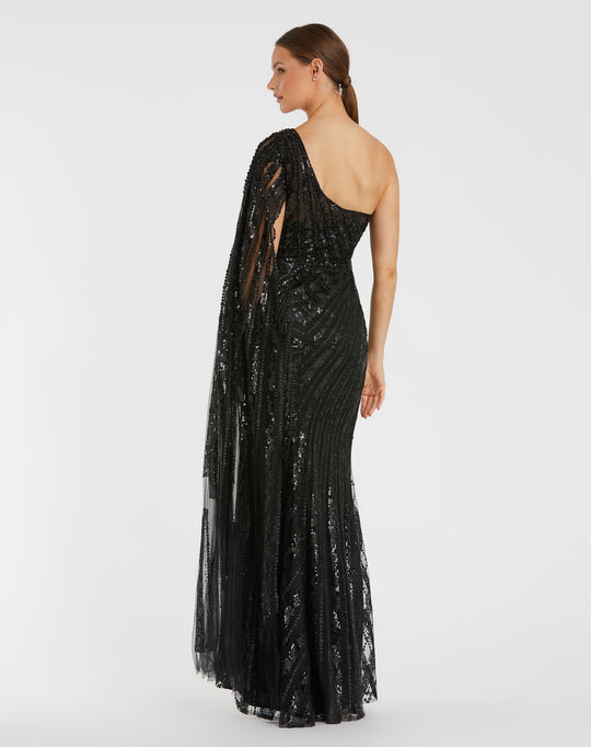 Mac Duggal 20528 - Bead Embellished Asymmetric Evening Dress