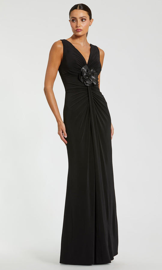 Ieena Duggal 21005 - V-Neckline Flower Accent Prom Gown