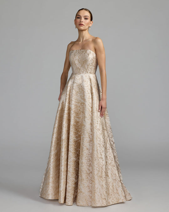 Mac Duggal 21052 - Strapless Metallic Brocade Ball Gown