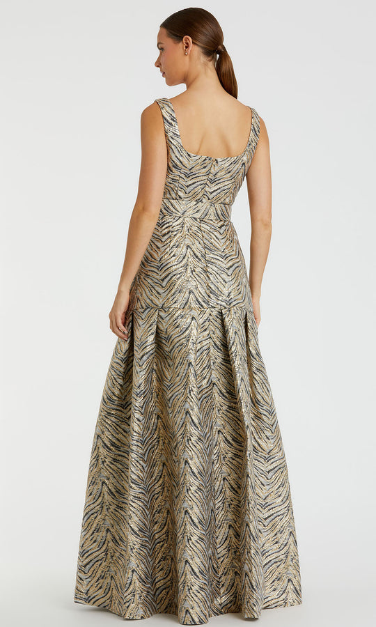 Mac Duggal 21054 - Zebra Jacquard A-line Gown with Belt