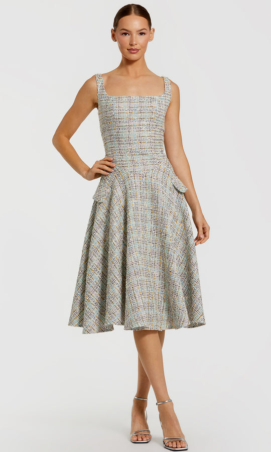 Mac Duggal 21066 - Tea-Length Square Neck A-line Dress