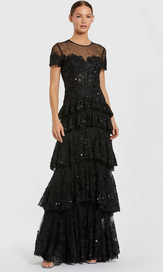 Mac Duggal 21097 - Illusion Neckline Tiered Ruffle Gown