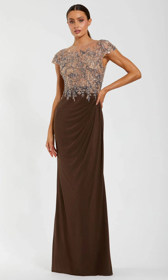 Mac Duggal 21100 - Beaded Illusion Bodice Sheath Gown