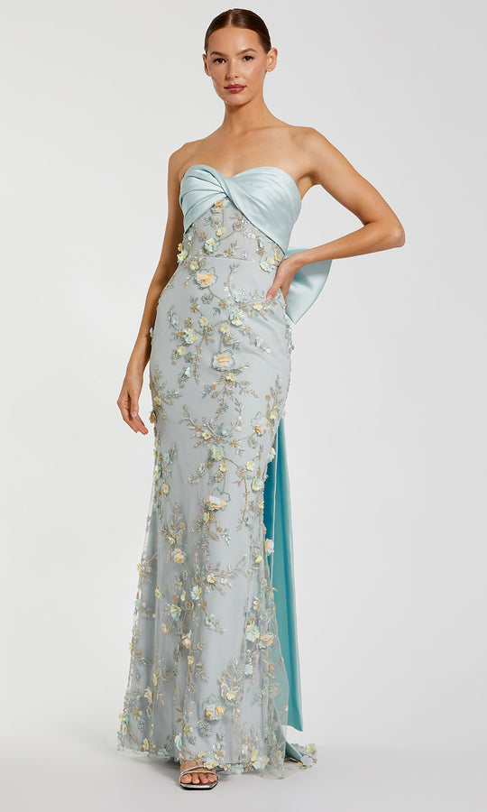 Mac Duggal 21102 - Strapless Column Gown with Embroidered Appliques