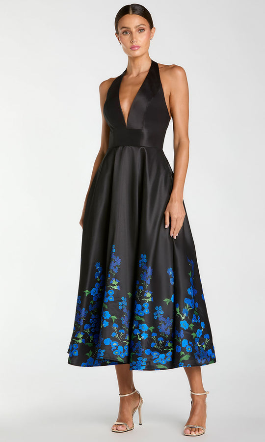 Mac Duggal 21154 - Floral Border Print Halter Evening Dress
